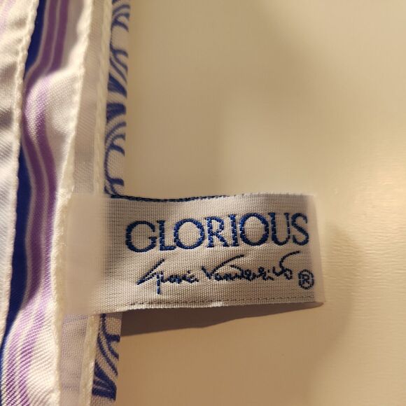 Gloria Vanderbilt Square Scarf Hairtie Purple Blue White Pastel Geometric Italy - Picture 6 of 8